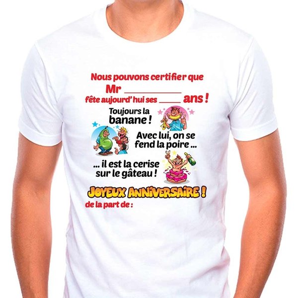 T-shirt Anniversaire Homme Et Femme + Stylo