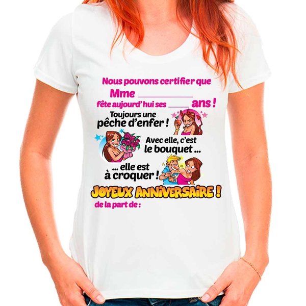 T-shirt Anniversaire Homme Et Femme + Stylo